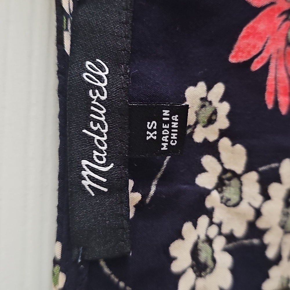 Madewell Black Floral Blouse with Red and Cream Accents - Picture 2 of 6
